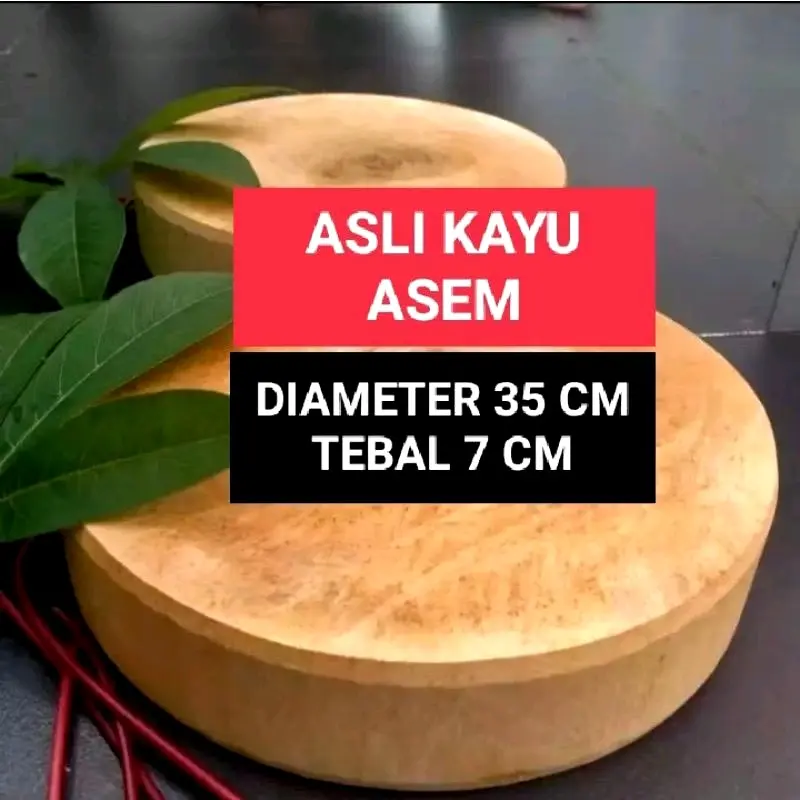 talenan asli kayu asem berdiameter 35cm tebal 7cm / talenan kayu bulat / talenan daging murah bisa request ukuran