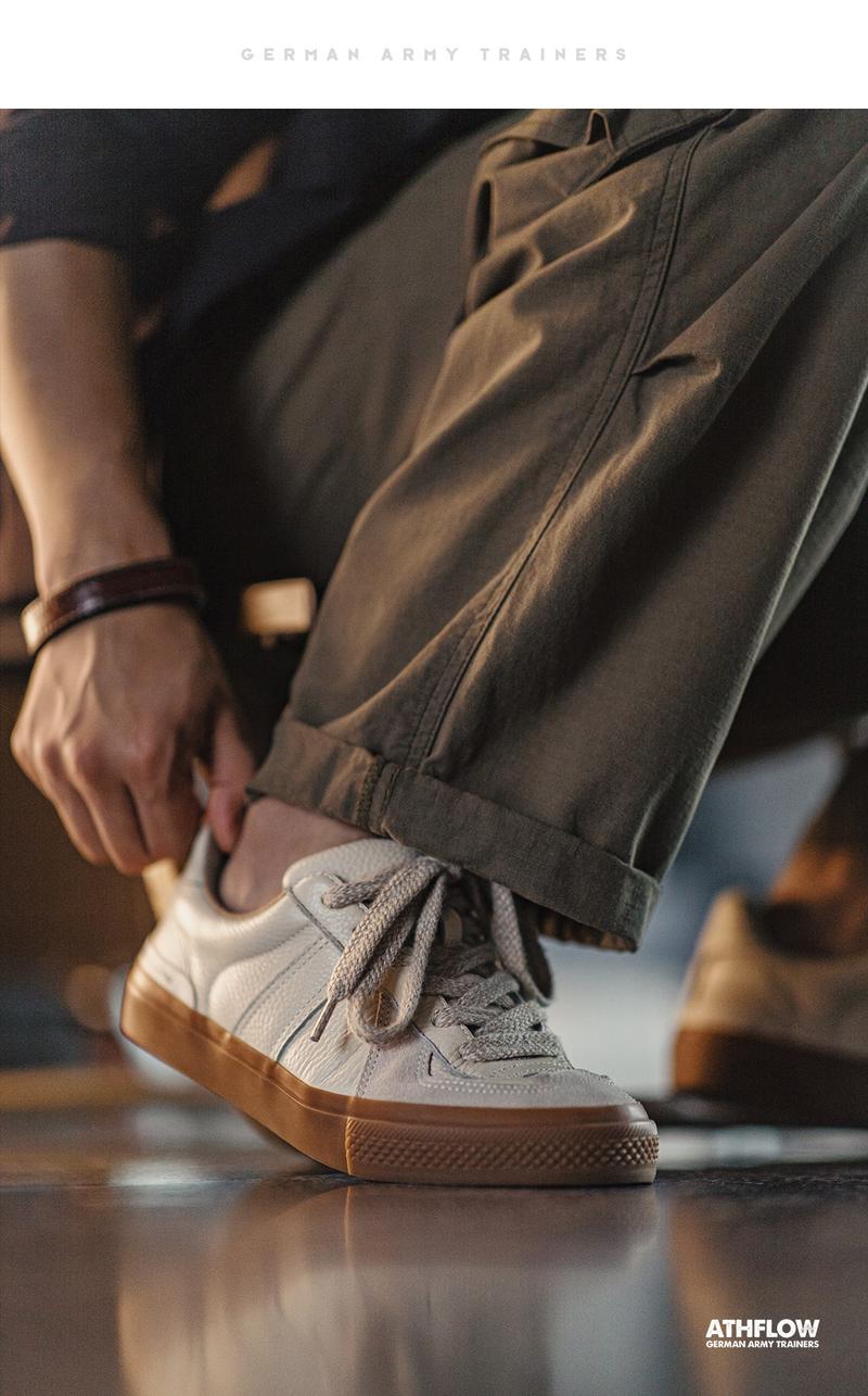 Product Introduction of Maden Men's Full Grain Leather Training Shoes Daily Breathable Low Top Sneakers Outdoor Casual Sports Shoes Retro German Trainer for Men 30