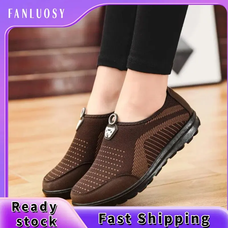Kasut Wanita, Kasut Tapak Rata untuk Wanita, Kasut Malas untuk Wanita Pertengahan Umur, Kasut Ibu, Kasut Sukan Kasual, Kasut Jaring, Bernafas dan Ringan, Jualan Panas Baru untuk 2024, Murah Casual Shoes Sneakers