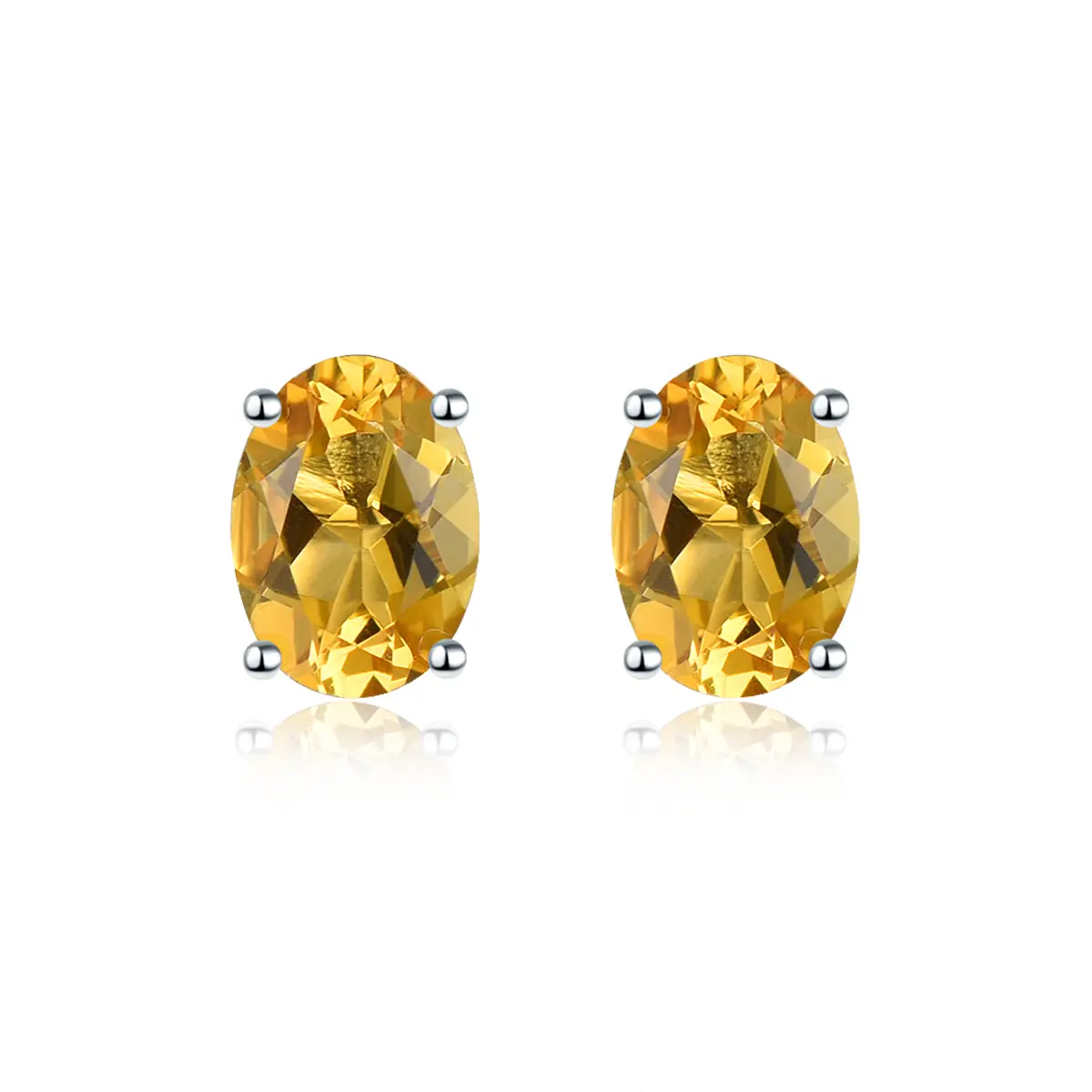 Sterling Silver 925 Natural Citrine Stud Earrings for Women