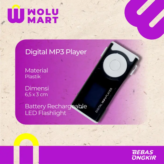 Istimewa ‼️ Mp3 Player Dengan Slot Tf & Clip & Led Flashlight 0