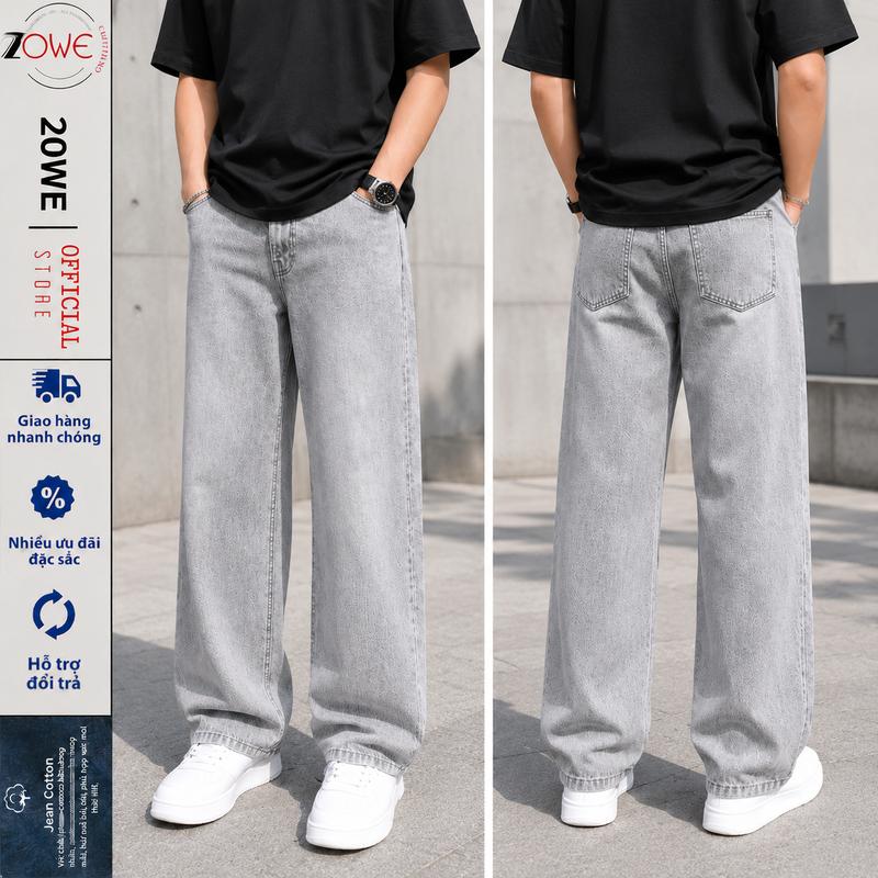 Quần Jean Ống Suông Xám Bạc Form Regular Jeans - Quần bò ống suông cạp cao -…