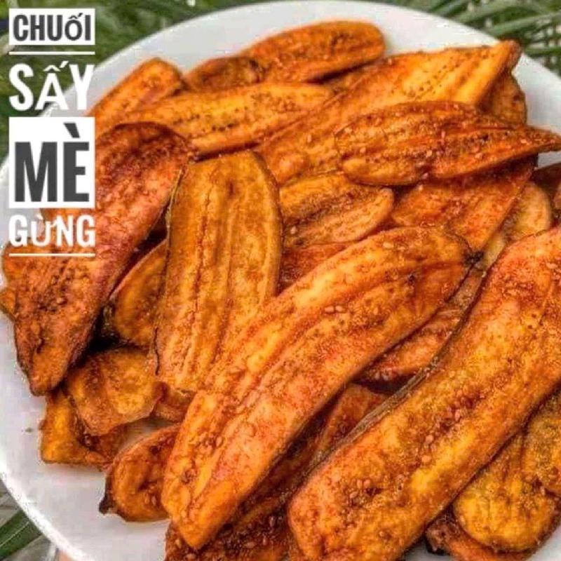 500g chuối sấy mè Thơm Giòn Snack Food Thức Ăn Ăn Vặt