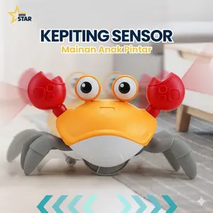 MINISTAR Mainan Kepiting Non Elektrik dan Elektrik Edukasi Anak Hewan Lucu Kepiting dengan Sensor dan Musik Toys
