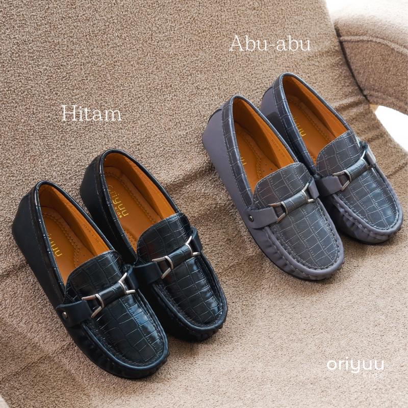 Mini Gentleman - Croc Hazel - Oriyuu Kids - Sepatu Pantofel Anak Laki Formal Pesta Slip On Kulit 5