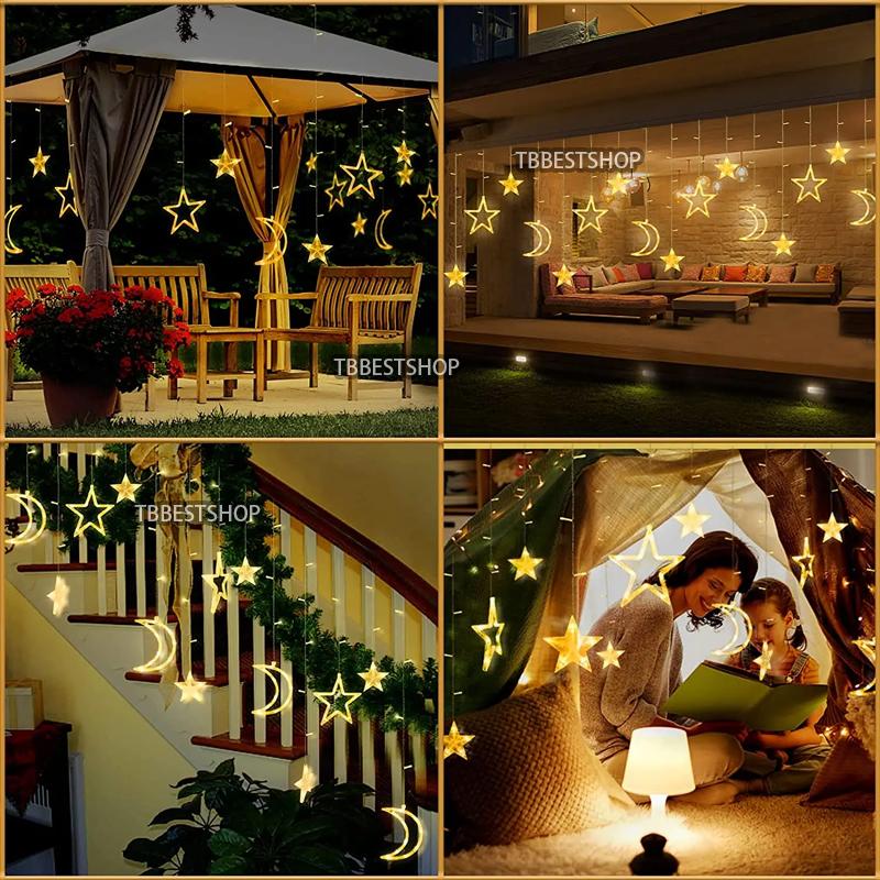 Product Introduction of Lampu LED 4m Fairy lights Warm white 2025 Christmas Decoration lights 8 modes Led light strip for Room decor 138LED Curtain light string 39