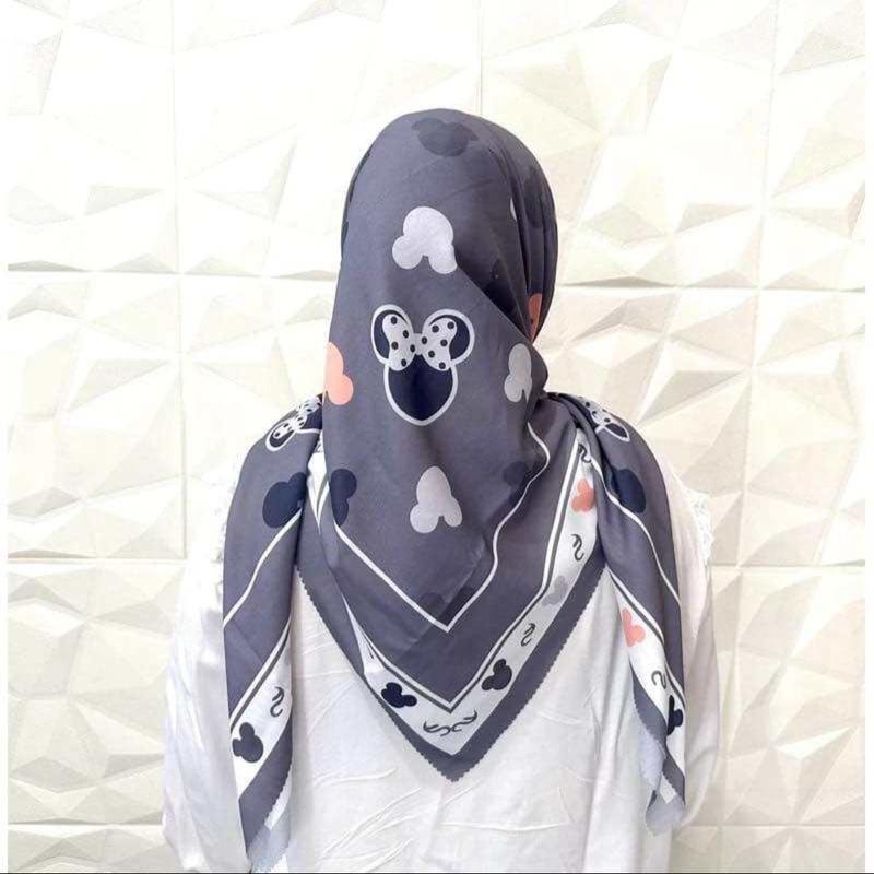 Product Introduction of KERUDUNG HIJAB MOTIF MICKEY MOUSE SEGI EMPAT VOAL PREMIUM TERBARU Katun Muslim Square 3