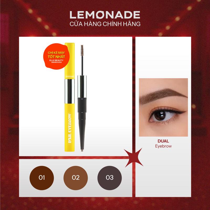   KOL  Chì kẻ mày 2 đầu bền màu LEMONADE Dual Eyebrow 2.75g 