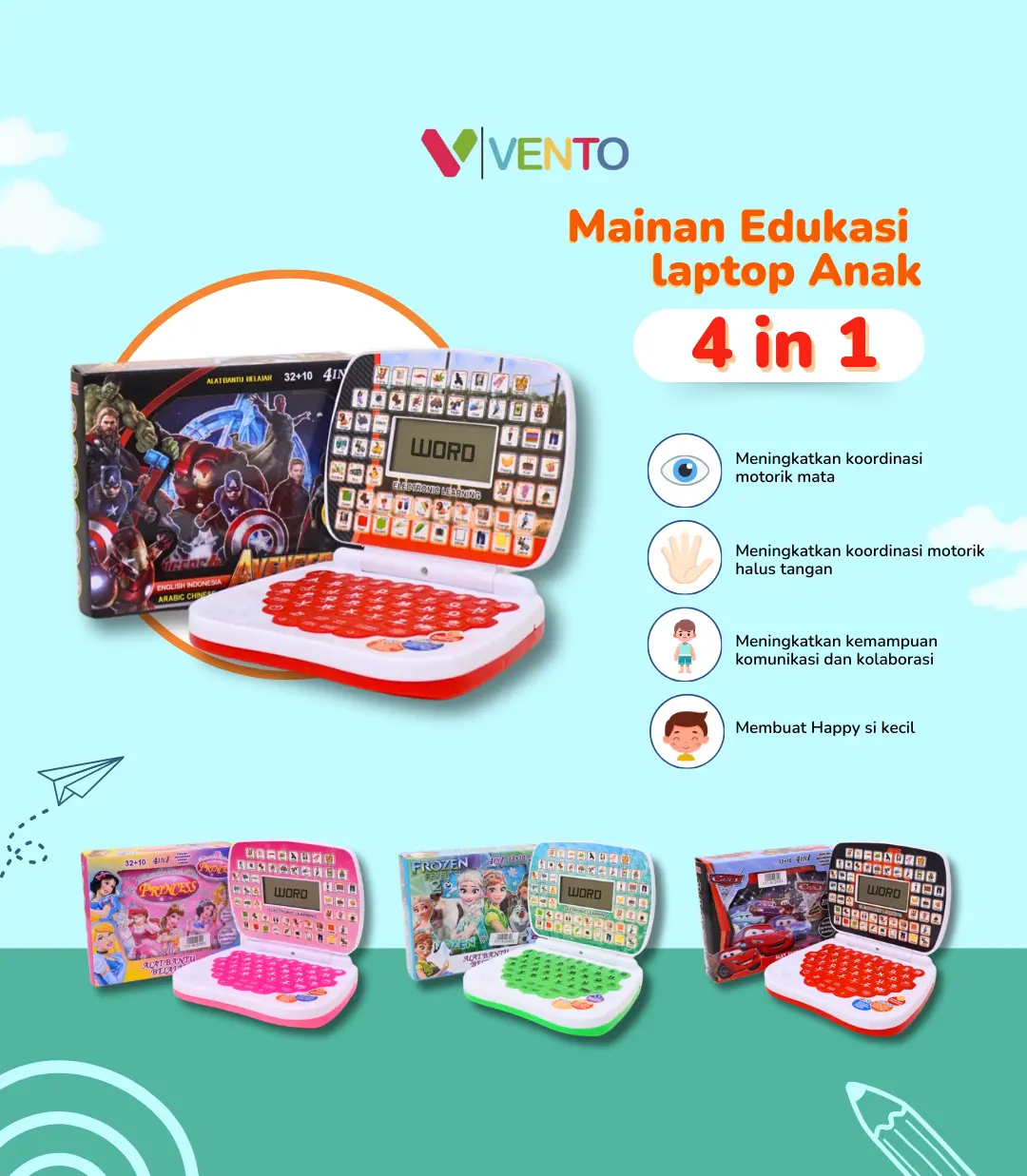 Mainan Anak Mini Laptop / Alat Bantu Belajar