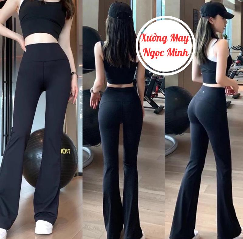 Quần ống loe cạp cao legging chất umi cap cấp dáng dài ôm ống loe Pants Nữ Ong Women Nhung Nhung Nhung