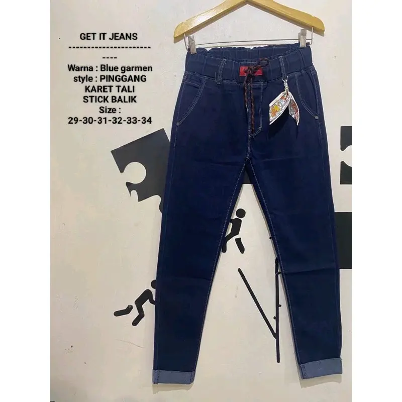 CELANA JEANS PINGANG KARET JEANS PINGGANG KARET PREMIUM
