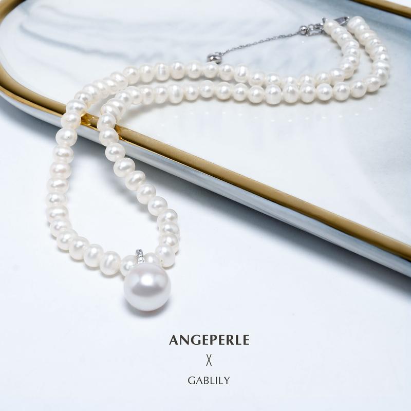 Product Introduction of ANGEPERLE S925 Sterling Silver Freshwater Pearl Set Baroque pendant 11-12mm, necklace 5-6mm, earrings 6-7/8-9mm TSJCY885 5