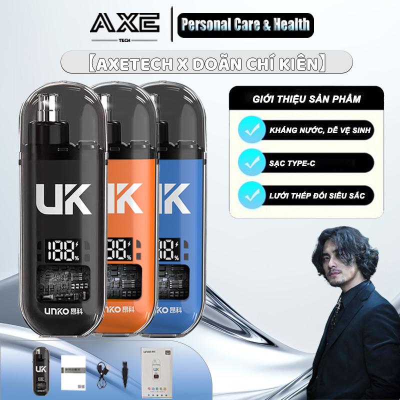 【AxeTech X DOÃN CHÍ KIÊN Máy cắt lông mũi sạc điện di động thiết kế mini tiện lợi mang theo,có màn hình LCD,sạc nhanh Type-C,mẫu MK-01,dễ dàng vệ sinh dưới nước quay tốc độ cao phù hợp để tỉa lông mũi hàng ngày dành cho cả nam và nữ