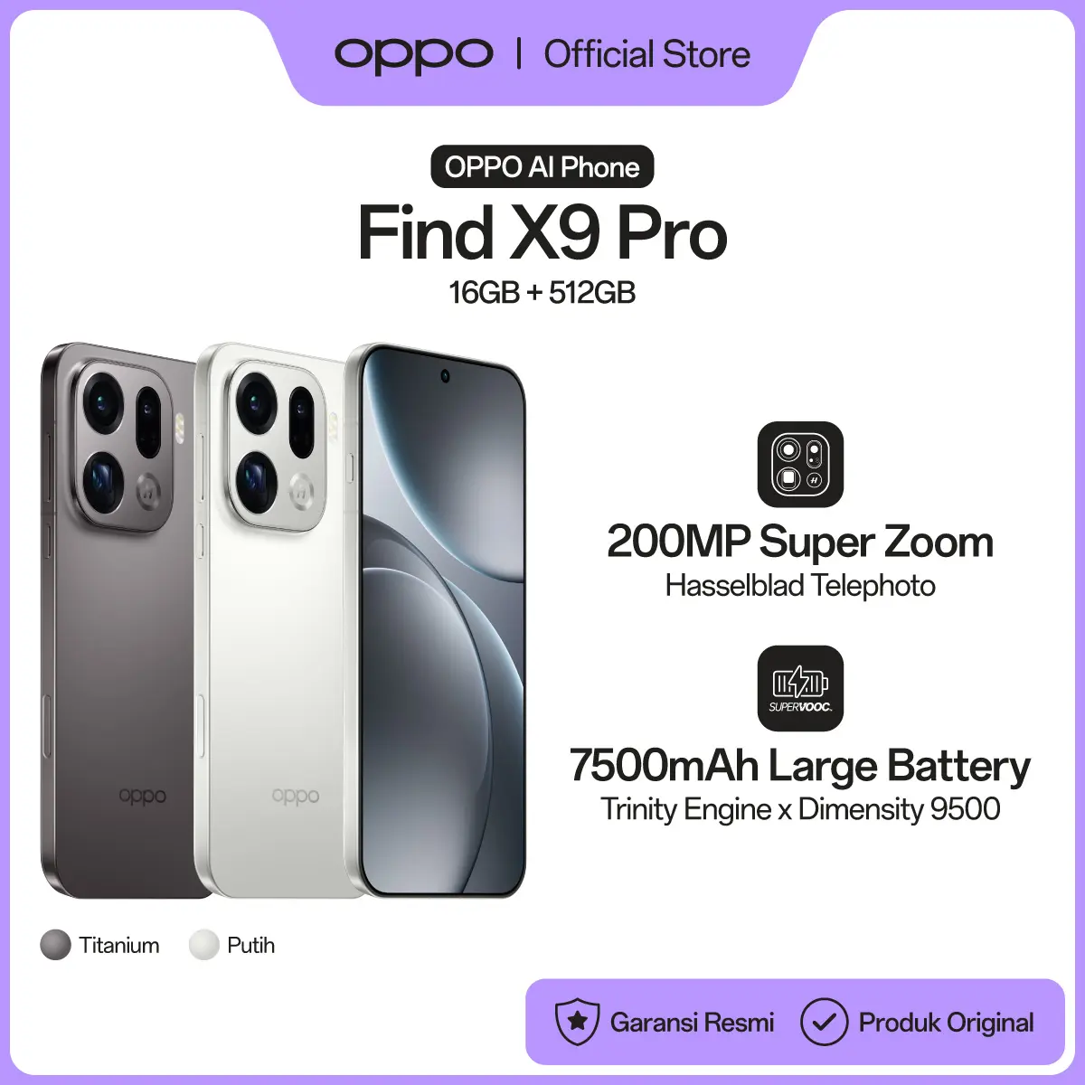 OPPO Find X9 Pro 16GB/512GB [200MP Super Zoom Hasselblad Telephoto, 7500mAh Larget Battery] - OPPO Official Store