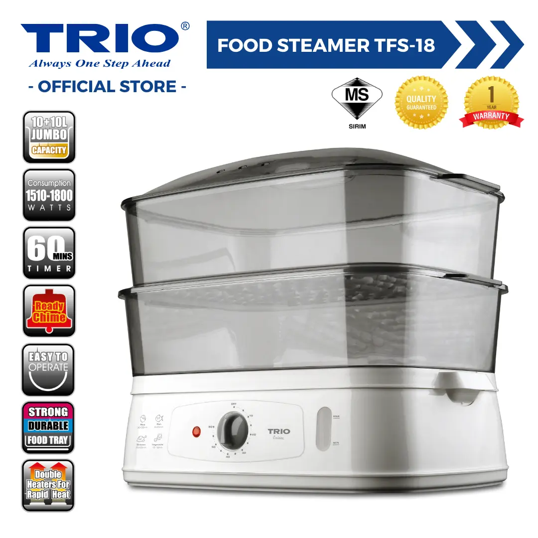 Trio Food Steamer With Jumbo Capacity (20L)