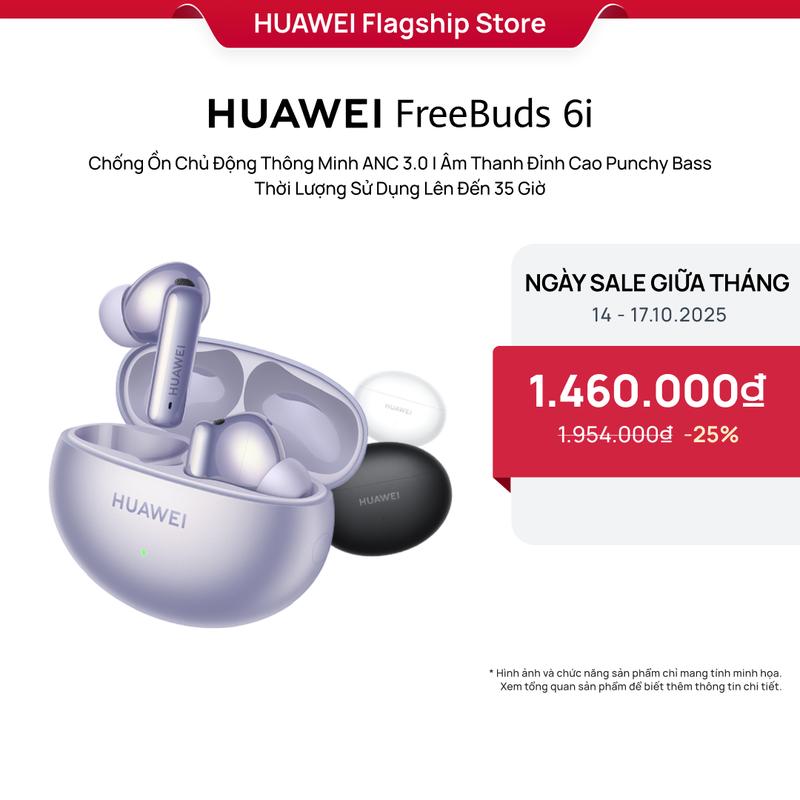 Tai Nghe | HUAWEI FreeBuds 6i | Chống Ồn Chủ Động Thông Minh ANC 3.0 | Âm Thanh Đỉnh Cao Punchy Bass Tai Nghe Nhét Tai Nghe Nhạc Earphone