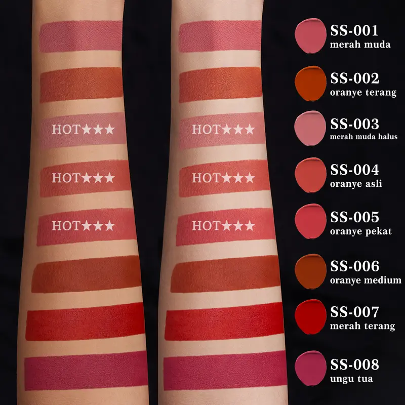 URRACX Lip Cream Long Lasting Waterproof Matte Transferproof Bibir Kering Merah Kosmetik 5