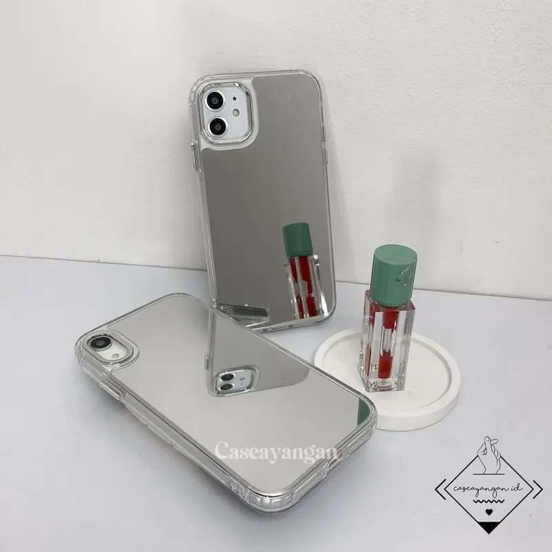 Clear Mirror Case For IP (7 - 15) 7 8 SE 2020 2022 PLUS X XS XR 11 12 13 14 15 PRO MAX Casing Lucu Silver Casing Hologram 2