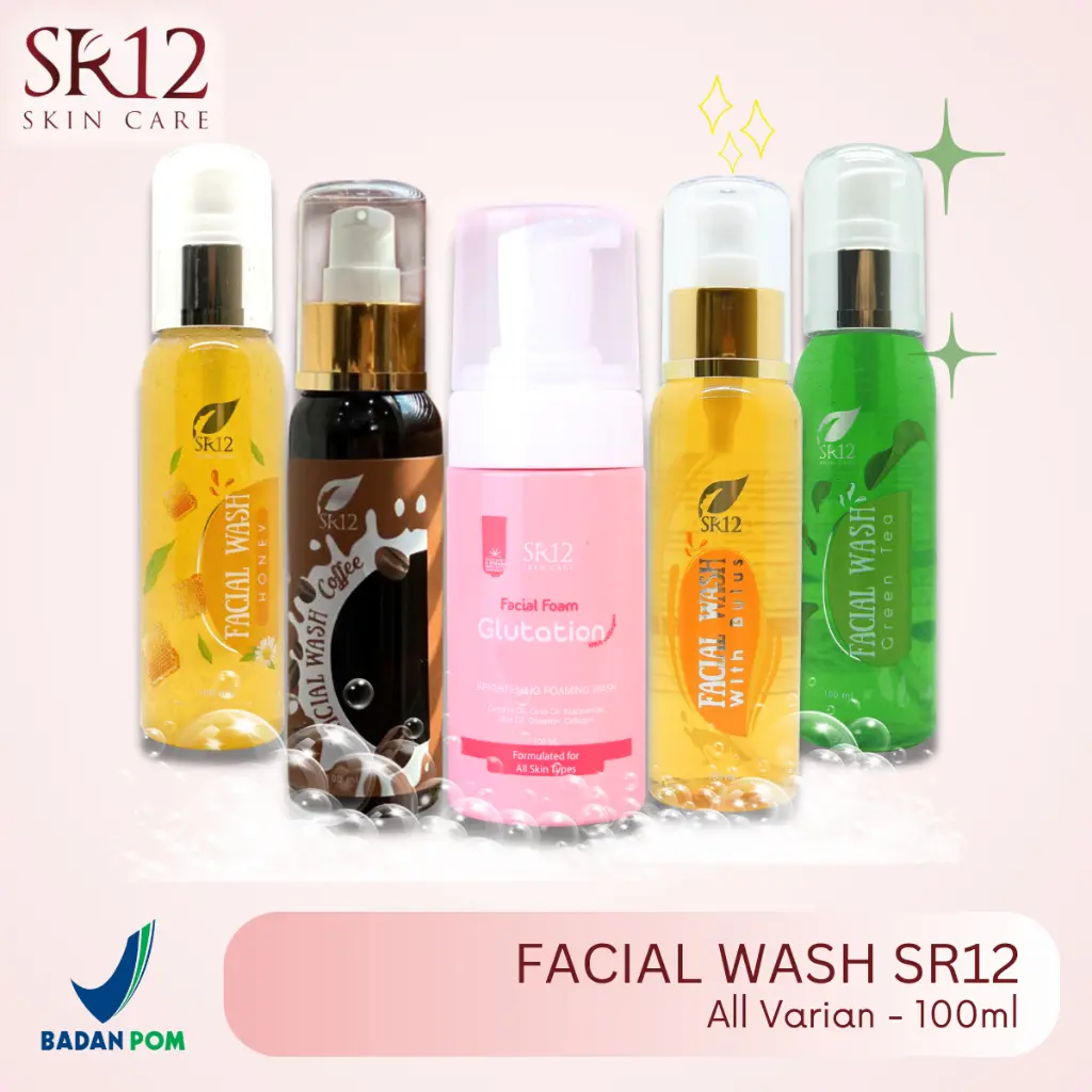 Facial Wash SR12 Skincare Sabun Wajah Coffee Honey Bulus Green Tea Glutation Membersihkan Dan Mencerahkan Wajah