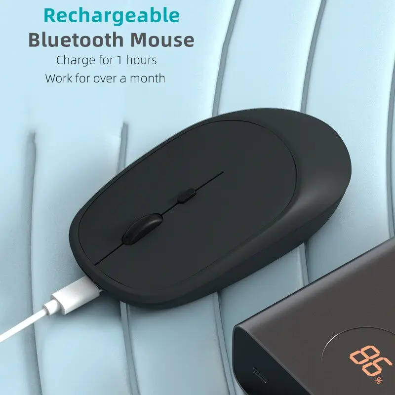 Mouse Bluetooth Wireless Silent Senyap Ultra Tipis Portable Rechargeable 2in1USB Dongle 2.4ghz & Bluetooth 3