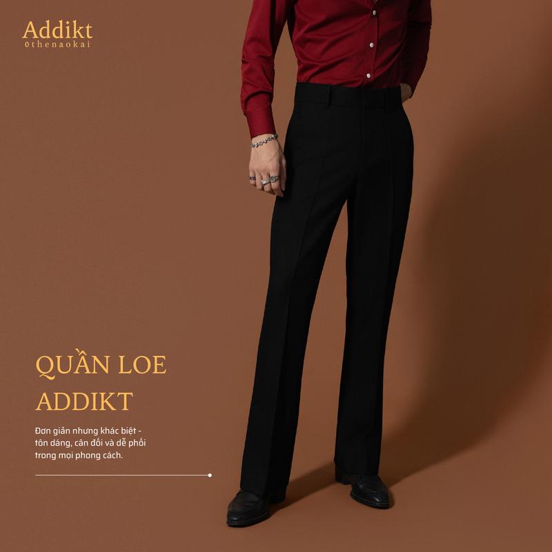 Addikt Quần Loe Cạp Cao Gallant Flared High Rise Trousers Nam Ống Loe 2 Màu Đen Cotton Blend Chống Nhăn Form Đứng Quan Nam Menswear