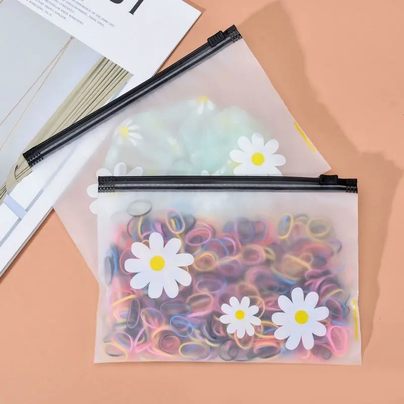 Market1688 Pouch Ziplock Organizer Transparan Doff Motif Bunga Daisy Zipper Bag Masker Transparan Karakter Little Chick Zip Lock Tempat Pensil Wadah Kosmetik Masker Serbaguna 7