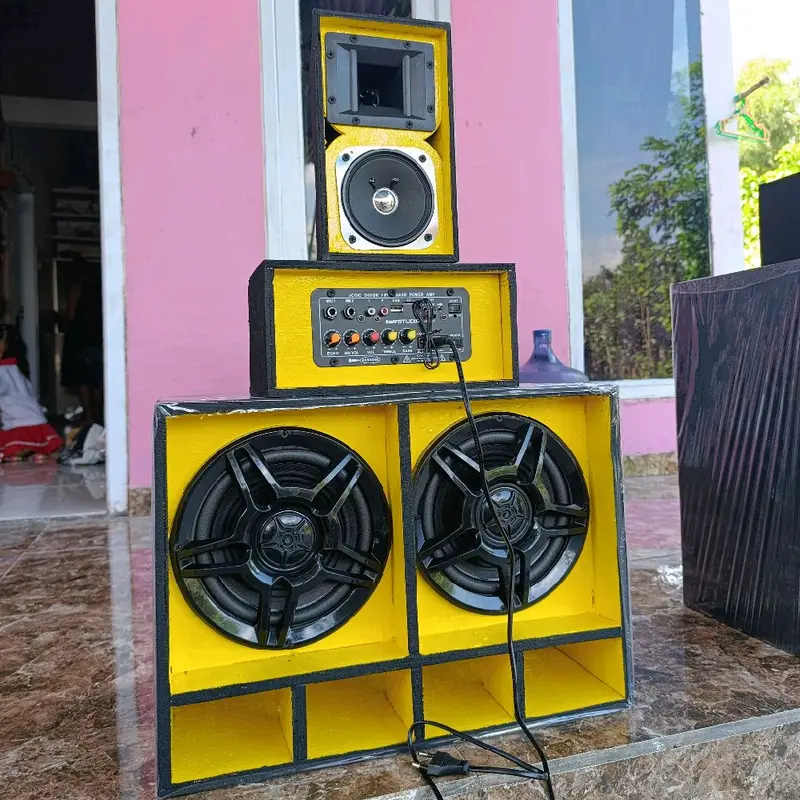 Paket 8 inch miniscop siap bunyi full finishing Speaker Bluetooth Bass sound miniatur salon 1
