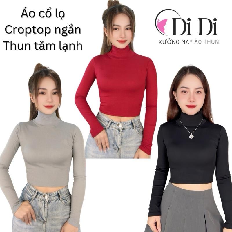 Combo3 Áo thun croptop cổ lọ nữ tay dài ủ kem ôm body . Chất thun tăm lạnh mịn mát không xù lông không nhão vải .Didi boutique 116