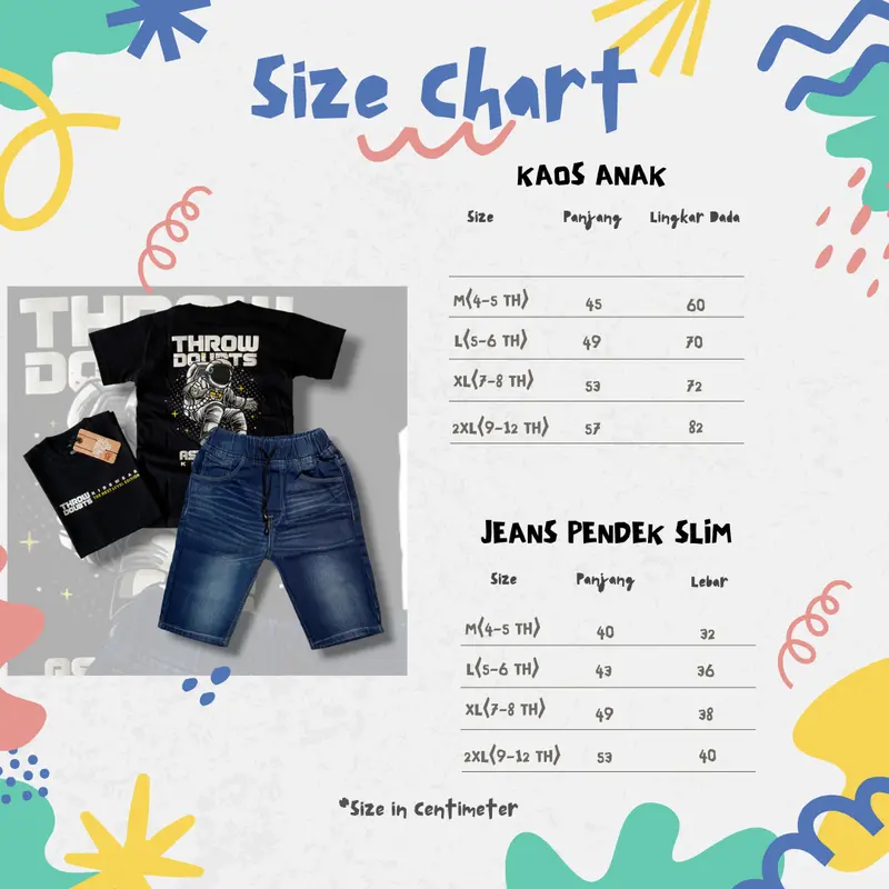 Setelan Jeans Pendek Anak Dan Kaos Distro Bahan Katun Usia 3-12 Tahun Sage Pakaian Fashion - Motif Baju 4
