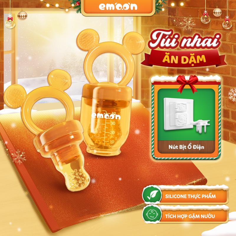  Túi nhai ăn dặm silicone Emoon cho bé từ 4 tháng tuổi giúp bé tập nhai an toàn ngăn ngừa hóc nghẹn 
