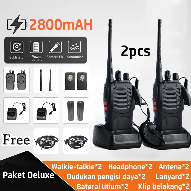 [COD] HT BF-888S Walkie Talkie Jarak Jauh HT WLAN UHF 2 Units Handy Talky Waterproof Portabel dengan Charger