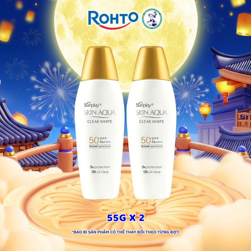 [Livestream] Combo 2 Sữa chống nắng hằng ngày dưỡng trắng Sunplay Skin Aqua Clear White SPF 50+, PA++++ 55g - Eco Vietnam