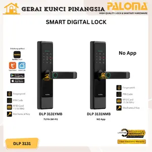 PALOMA SMART DIGITAL LOCK HANDLE PINTU DIGITAL FINGER PRINT DLP 3131YMB / DLP 3131NMB APLIKASI/NON APLIKASI