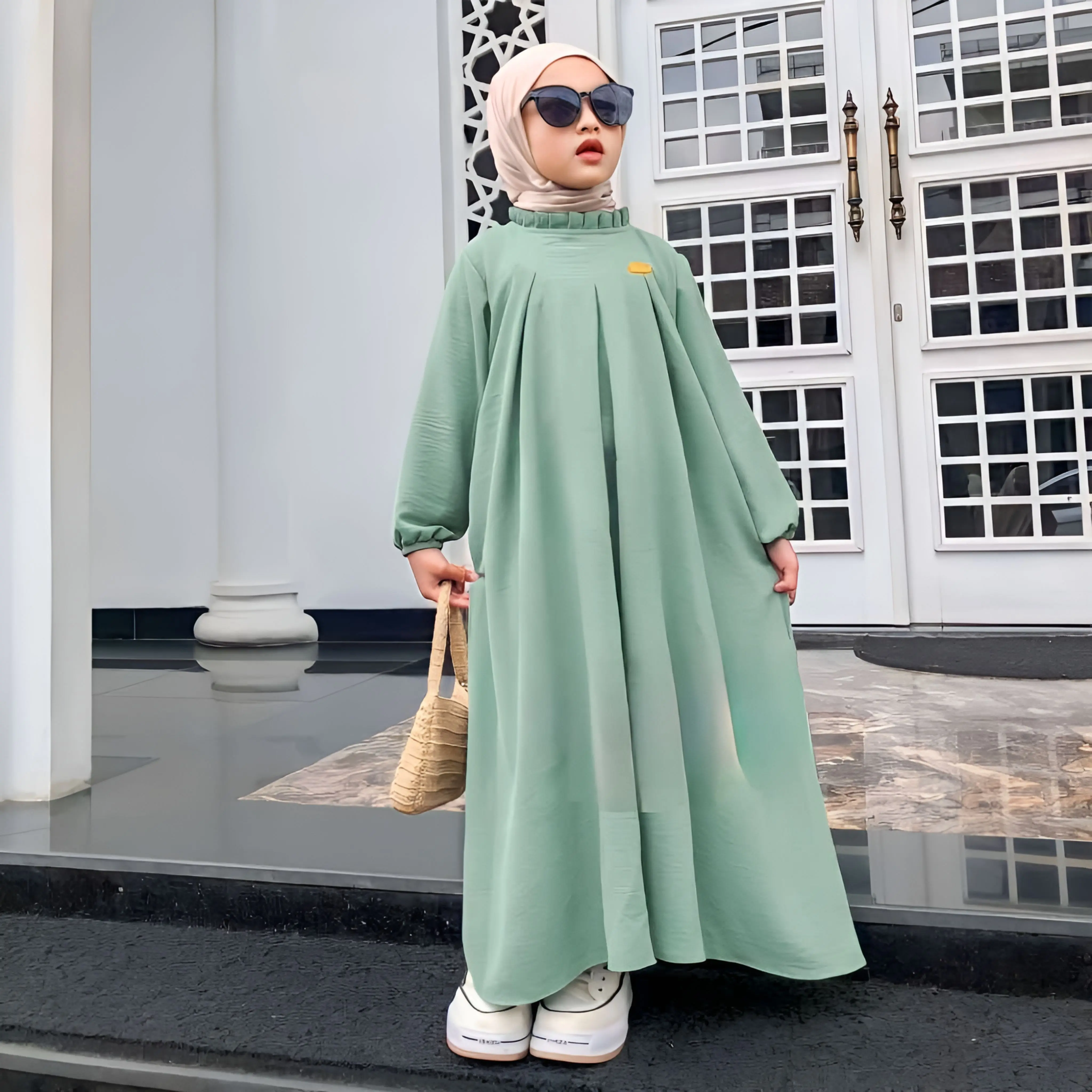 Gamis Anak Nurahma Crinkle Polos | GAMIS ANAK KEKINIAN Airflow Baju Muslim Panjang