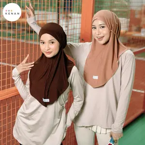 KENAN - Bergo Maryam Dzavina Daily hijab Instan Size M Jersey Langsung Slup Anti Ribet Kerudung Nyaman Simple Muslim Khimar Casual Soft Pad