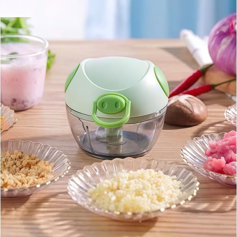 Máy Xay Tỏi Ớt Mini Kéo Tay Hình Heo Cute – Dung Tích 170ml, Tiện Dụng, Đa Năng