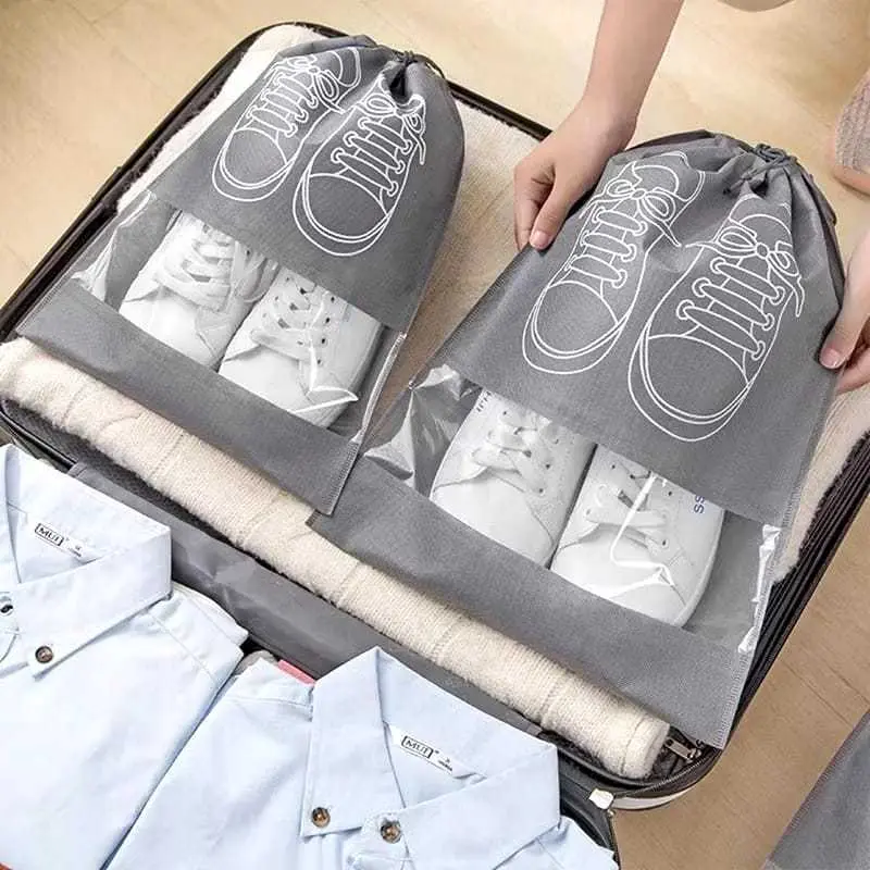 LH Tempat Sepatu Tali Serut Anti Air Tas Serut Sepatu/Sendal Wadah Sepatu Serut Travel Kantong Sepatu 2