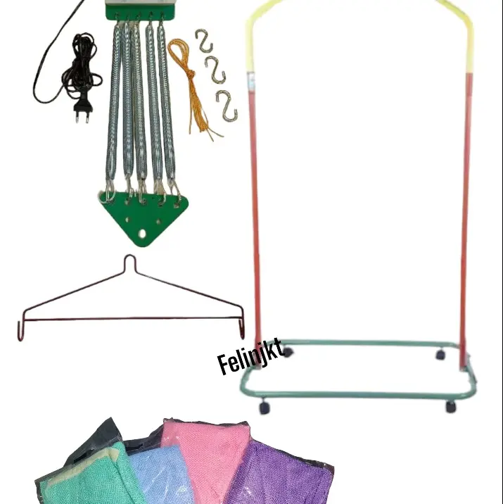 1set tiang ayunan, mesin otomatis bayi, kain dan hanger segitiga 2