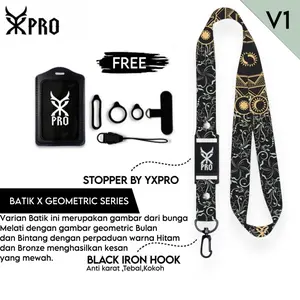 YXPRO Lanyard Batik x Geometric Series Gantungan Tali Lanyard Card Holder Connector Case Handphone Ring Adjustable Bahan Tissue Grade A Panjang 90 cm Kaitan Black Iron Hook Anti Karat
