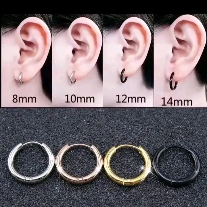 ANTING HOOP TITANIUM ANTI KARAT DAN TIDAK PUDAR ANTING STARBOY PRIA DAN WANITA Aksesoris Elegan Earrings Silver 0