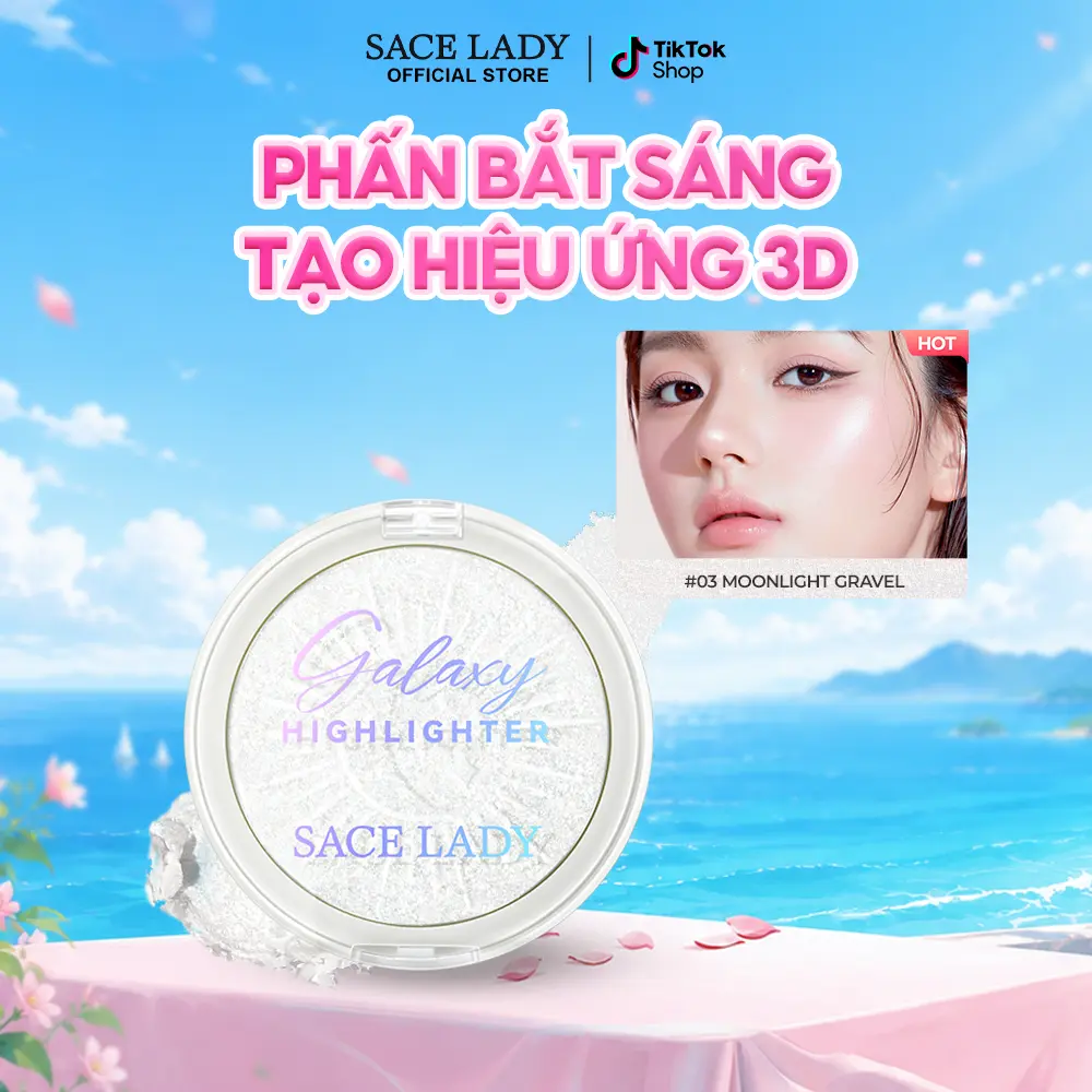 [COD] Phấn Bắt Sáng SACELADY Highlighter Ba Chiều Dễ Lên Màu Lấp Lánh Lâu Trôi 6g