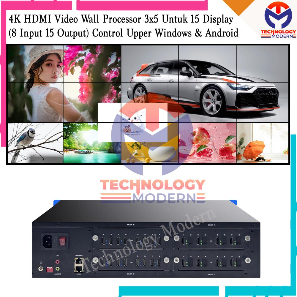 4K HDMI Modular Video Wall Processor/Controller 3x5 5x3 (8 Input 15 Output) For 15 Monitor Seamless Switching Support Custom Layout & Control Upper Computer Android System