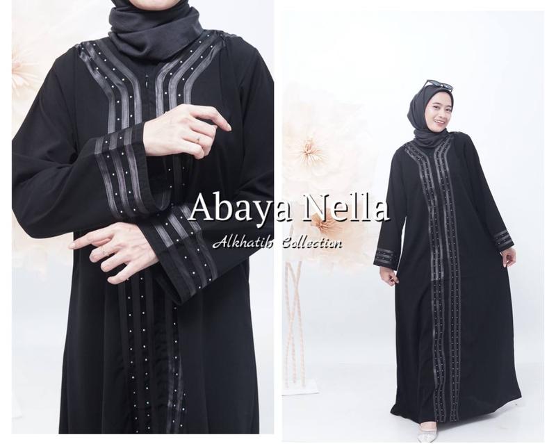 Product Introduction of Abaya Gamis ALKHATIB Hitam Nella Motif Jetblack Ready Wanita Muslim Grade A Ukuran S M L XL XXL gamisabaya 4