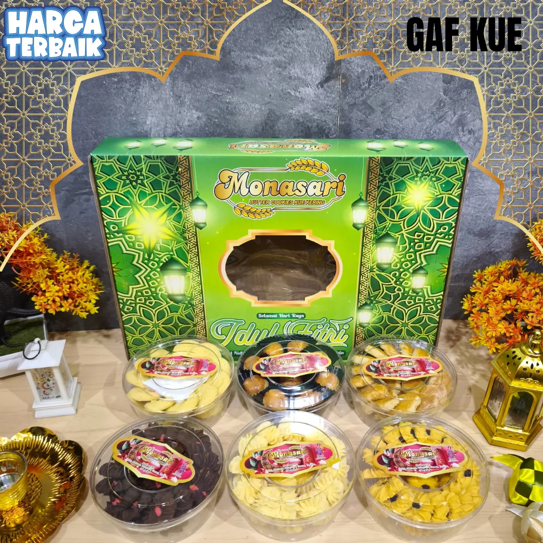 Paket Kue Kering Monasi bulat Lebaran Isi 6 Toples Hampers Kue Kering