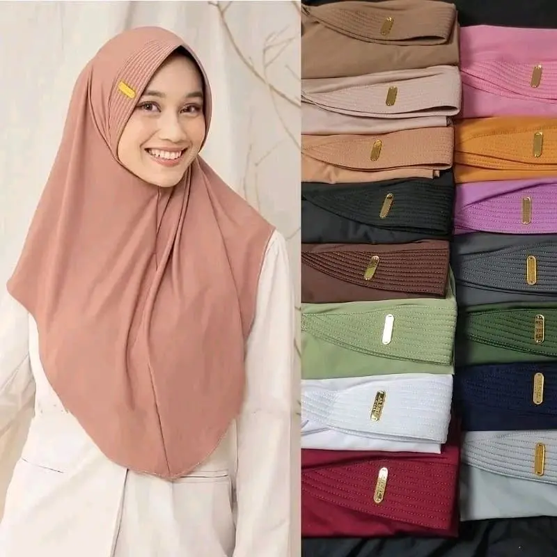 30ribu dapat 3 pcs hijab bergo hamidah size M label akrilik gold pet nyaman hijab instan Lembut