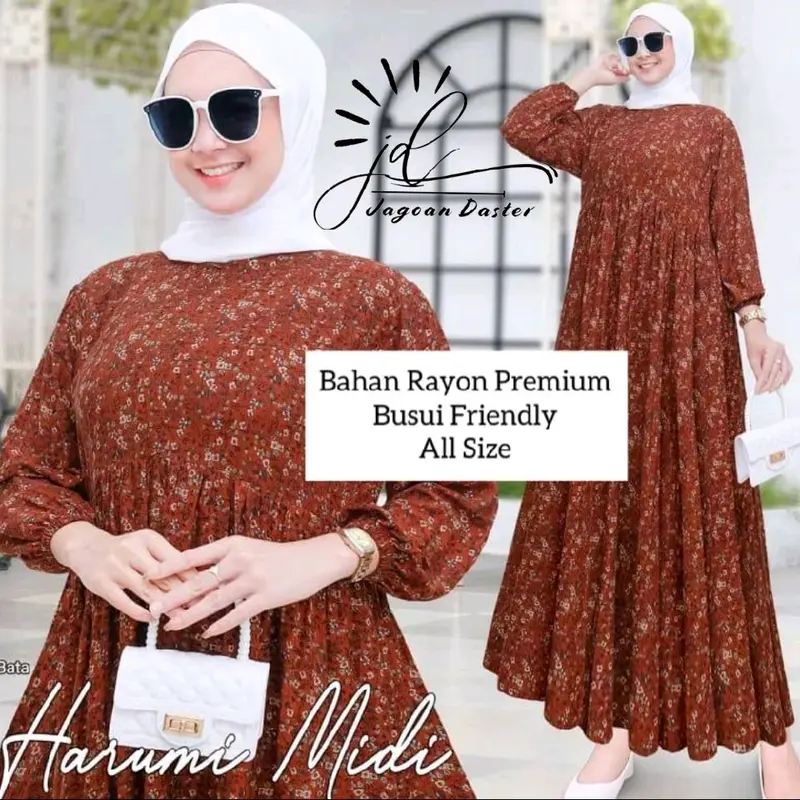 Midi Dres rayon motif Kirana jumbo busui friendly 4