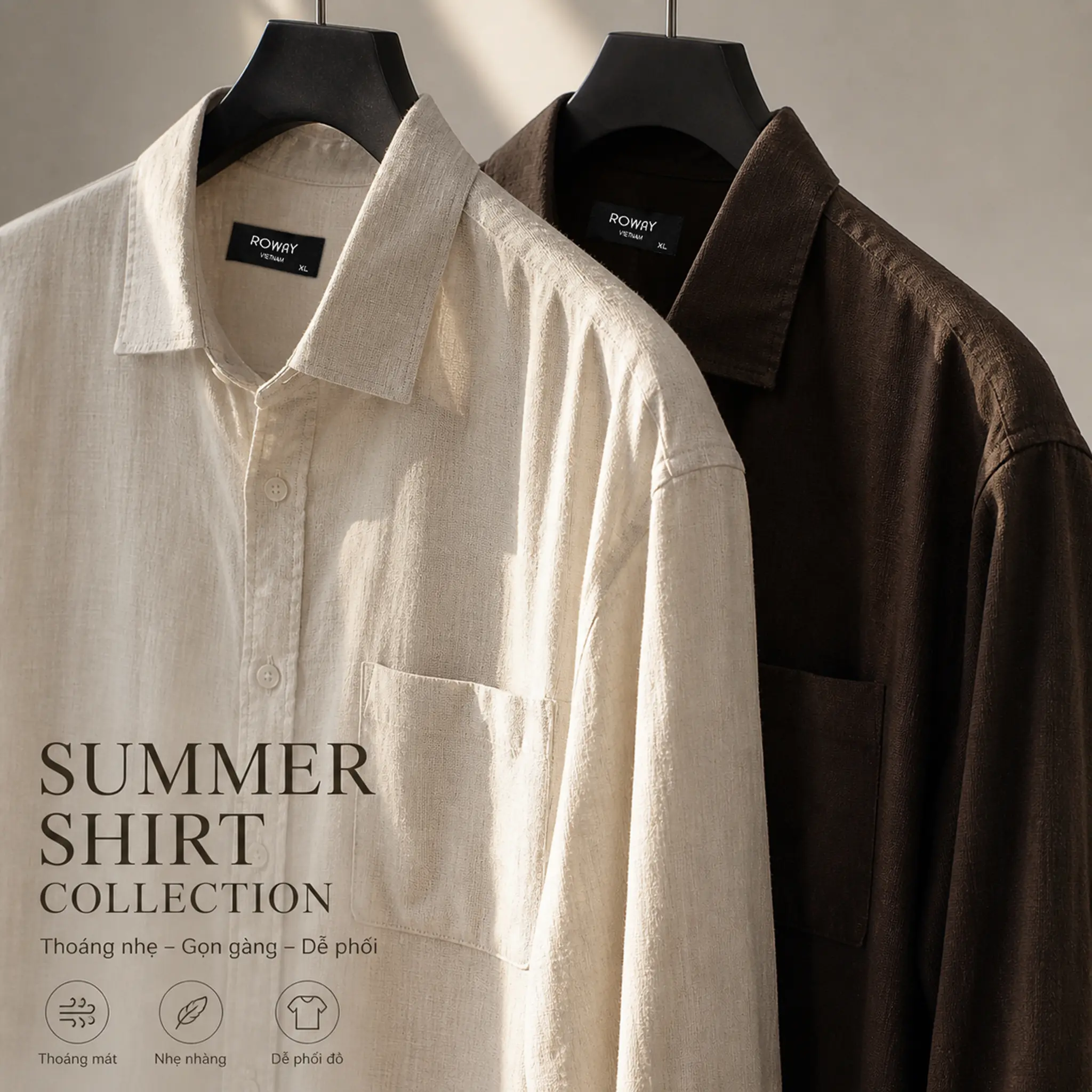 [MỞ BÁN] Áo sơ mi nam ROWAY PREMIUM vải viscose linen thoáng mát | dài tay linen ver2