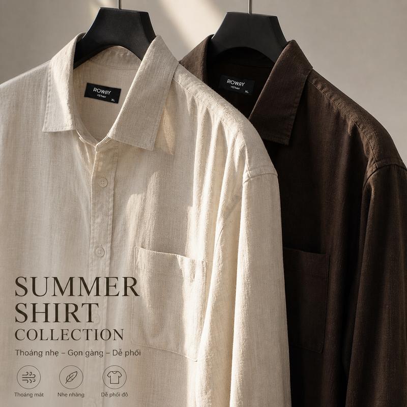 [MỞ BÁN] Áo sơ mi nam ROWAY PREMIUM vải viscose linen thoáng mát | dài tay linen ver2