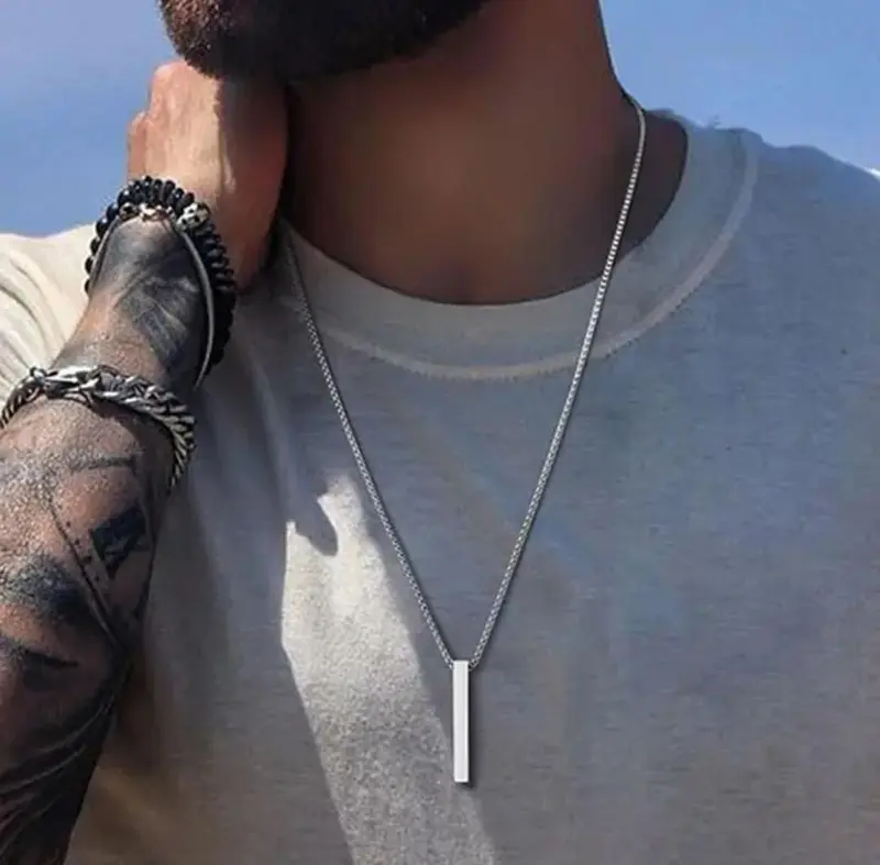 KALUNG TITANIUM PRIA LIONTIN BAJA FASHION ANTI KARAT TIDAK LINTUR jewellery Perempuan Laki-laki Kulit Kulit 2
