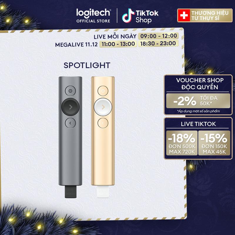 Bút trình chiếu không dây 30m Logitech Spotlight - Bluetooth USB phóng to để nhấn mạnh